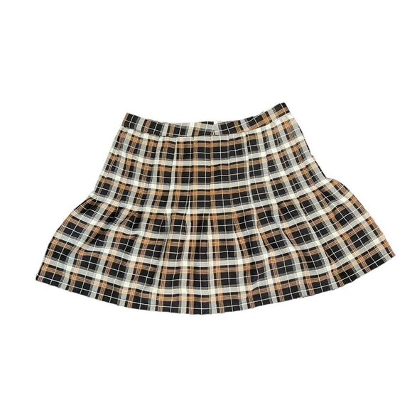Urban Outfitters Plaid Mini Skirt Size Large (Black, Brown, White) - Picture 2 of 5